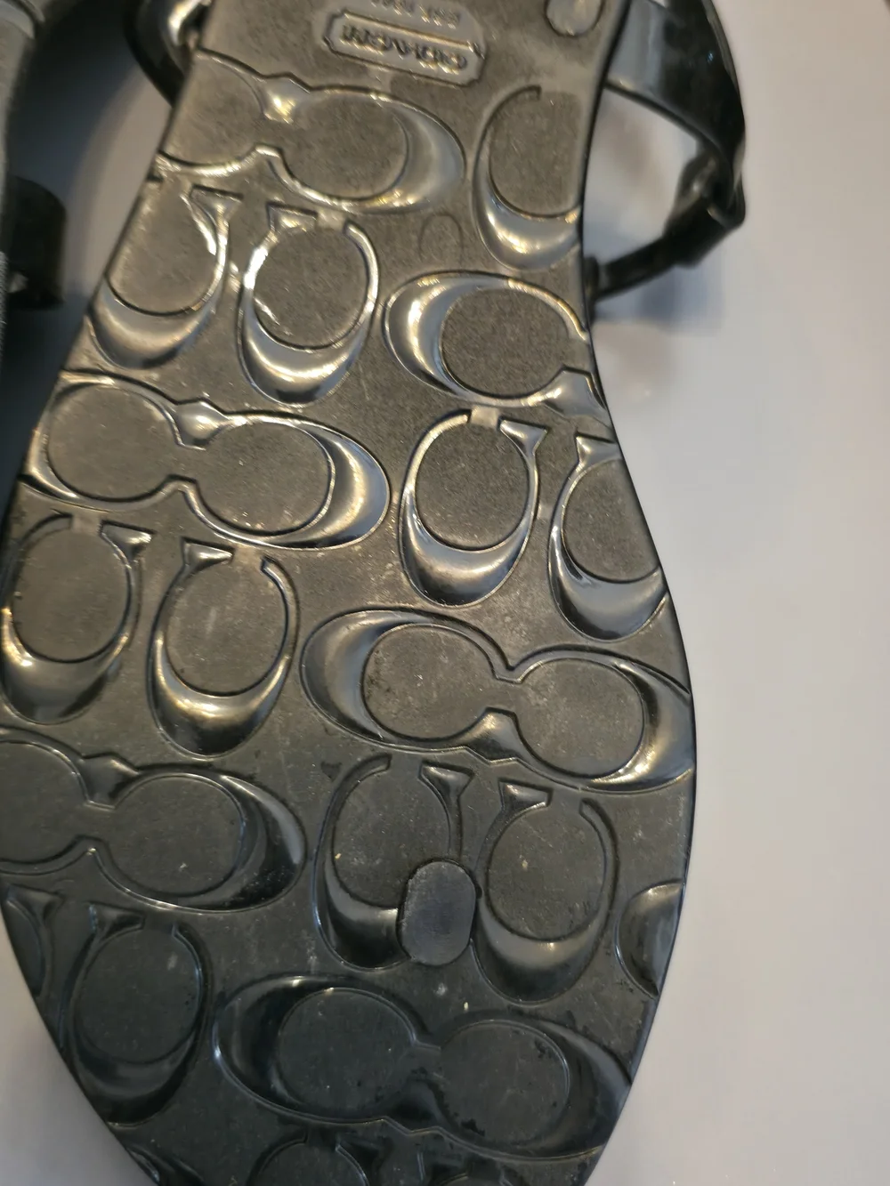 Coach Women's Black Jelly T-Strap Sandals - Picture 7 of 8